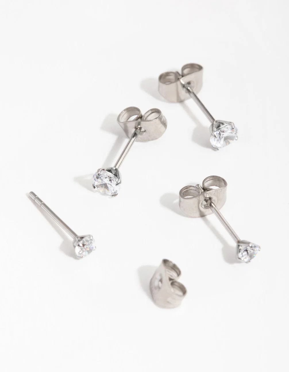 Surgical Steel Round Cubic Zirconia Pack Stud Earrings - Image 3
