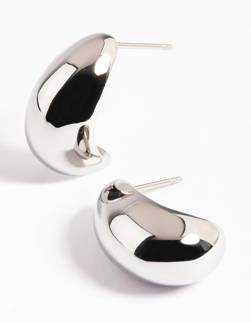 Surgical Steel Chubby Half Hoop Earrings - Image 2