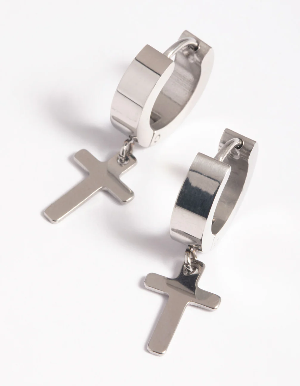 Surgical Steel Cross Huggie Hoop Earrings - Image 2
