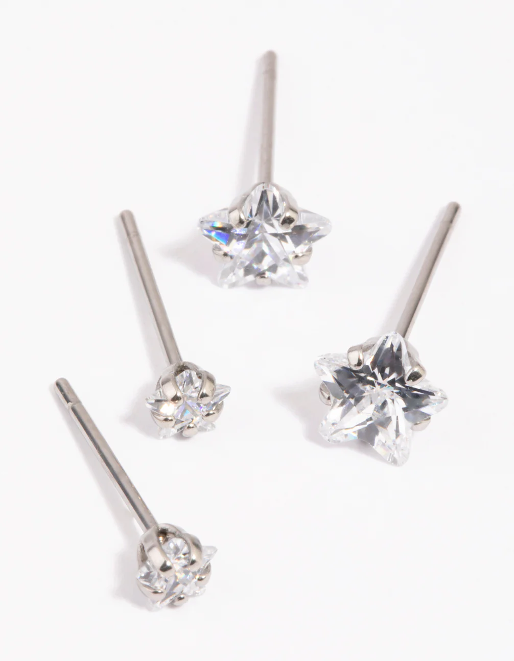 Surgical Steel Diamante Star Stud Earring Pack
