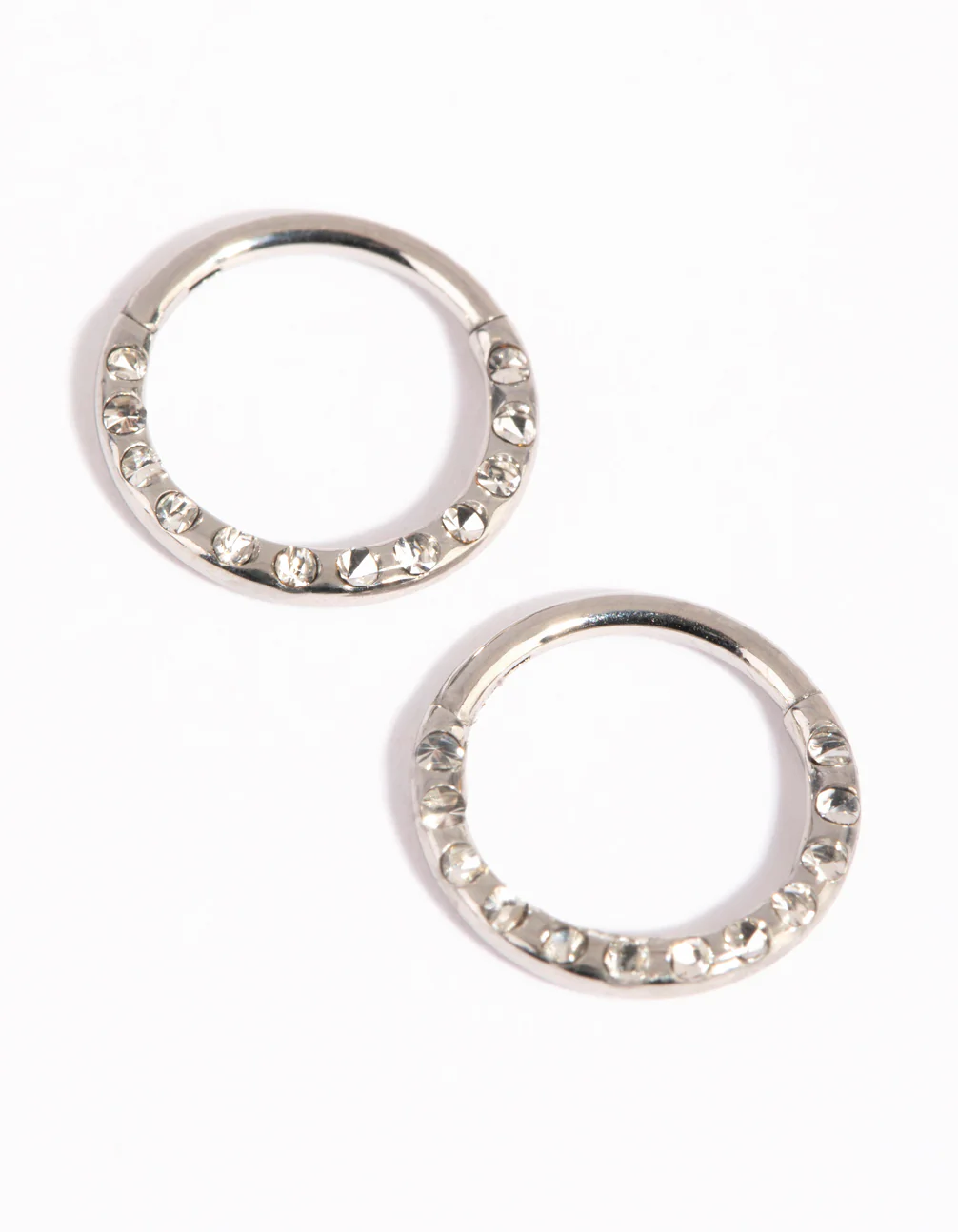 Surgical Steel Pave Hoop Earrings - Image 2
