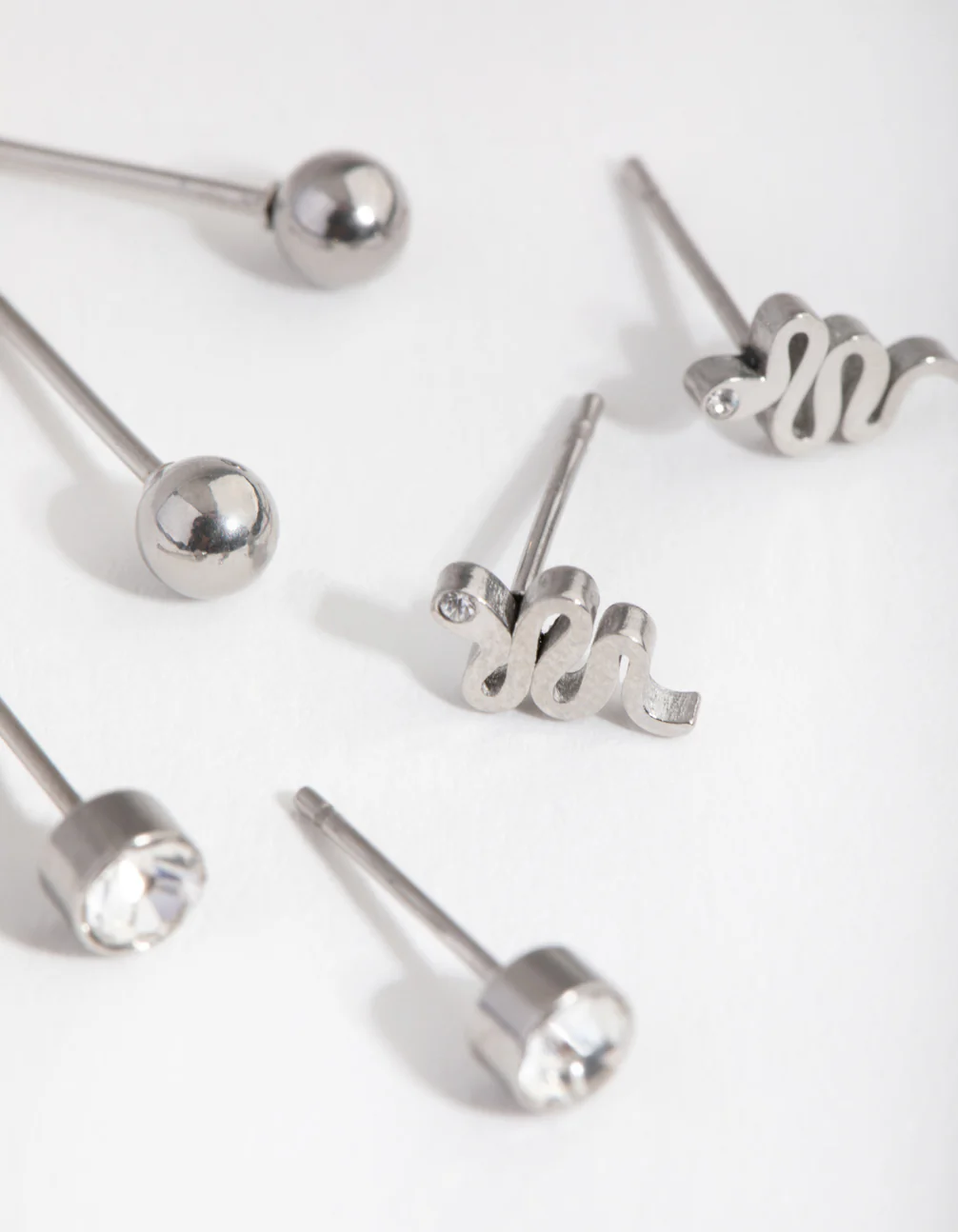 Titanium Diamante Snake Stud Pack Earrings - Image 2