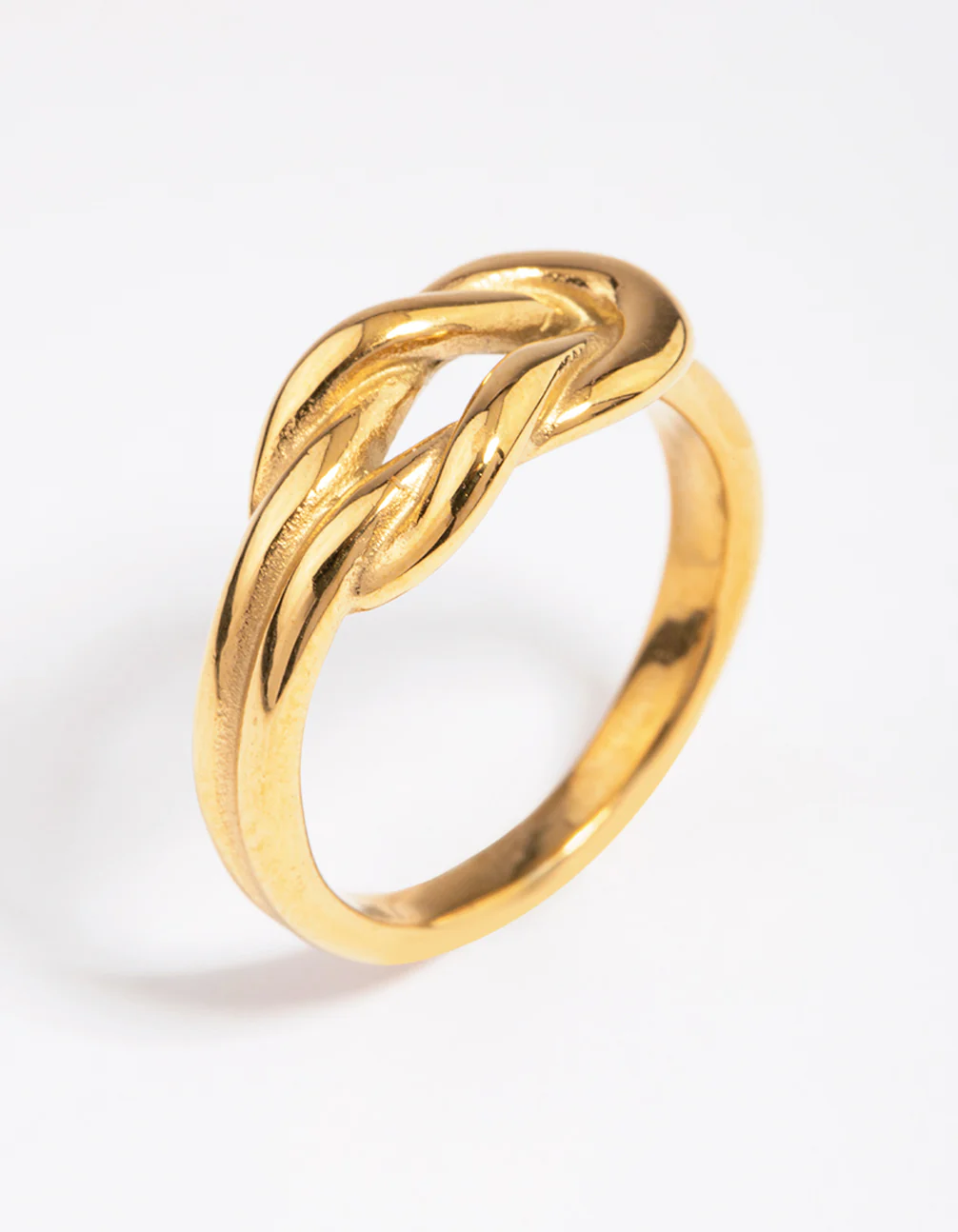 Waterproof Gold Plated Stainless Steel Classic Knotted Ring - Image 2