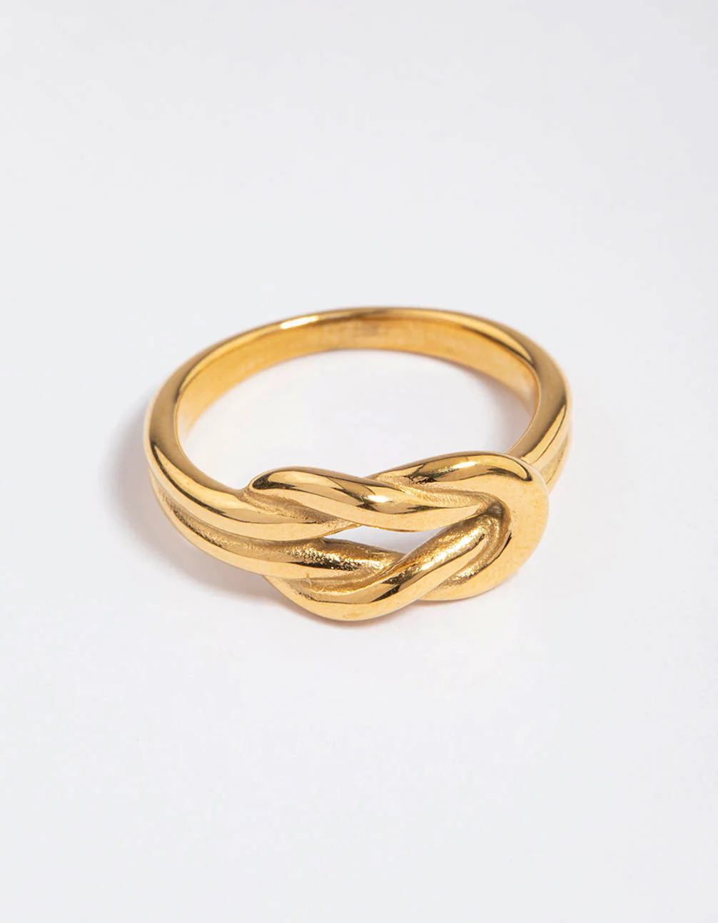 Waterproof Gold Plated Stainless Steel Classic Knotted Ring - Image 3