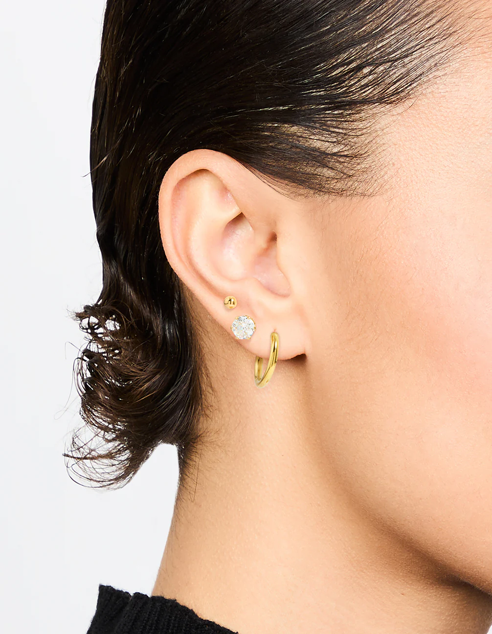 Waterproof Gold Plated Stainless Steel Basic Cubic Zirconia Earrings Pack - Image 2