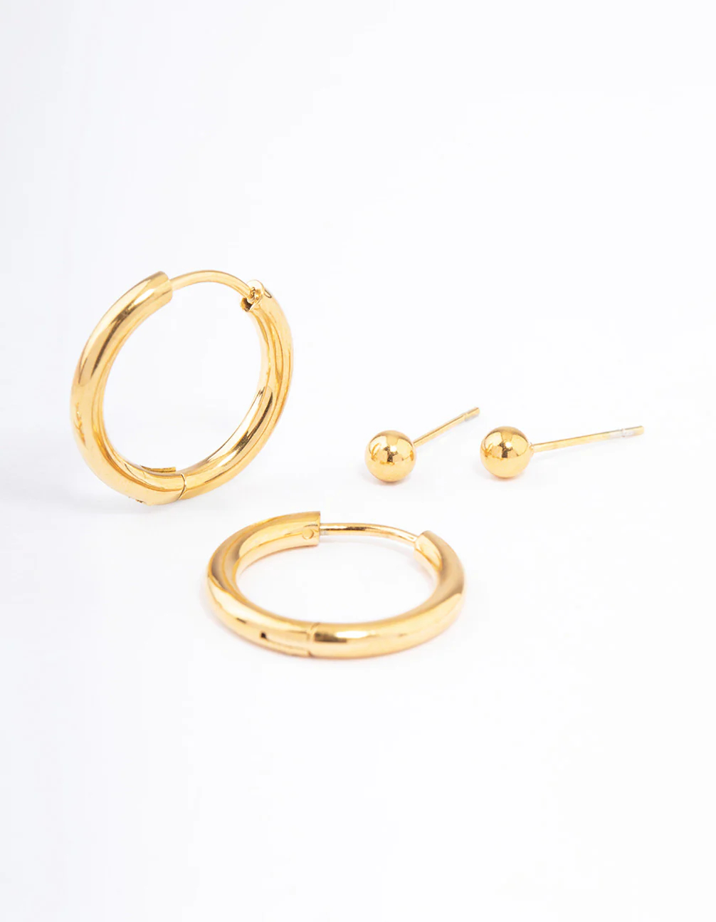 Waterproof Gold Plated Stainless Steel Basic Cubic Zirconia Earrings Pack - Image 5
