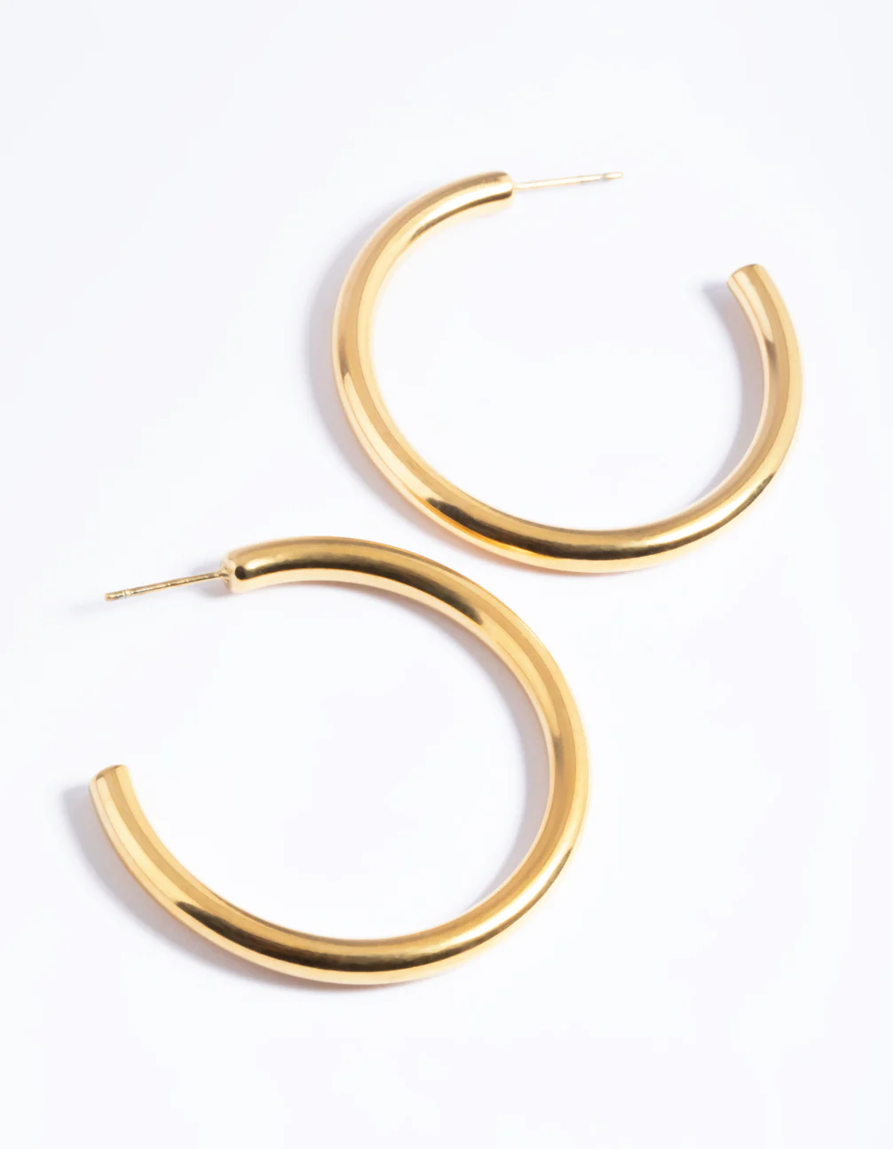 Waterproof Gold Plated Stainless Steel Chunky Medium Hoop Earrings
