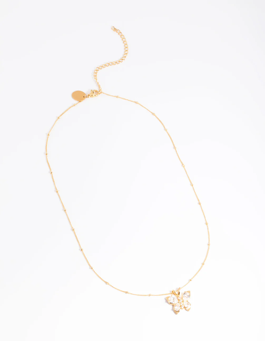Waterproof Gold Plated Stainless Steel Cubic Zirconia Butterfly Necklace - Image 4