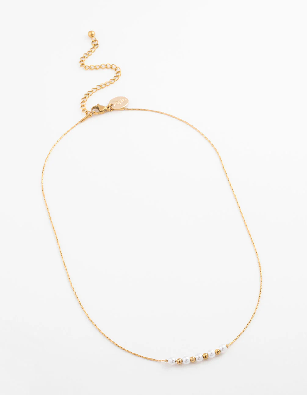 Waterproof Gold Plated Stainless Steel Dainty Pearl & Ball Necklace - Image 4