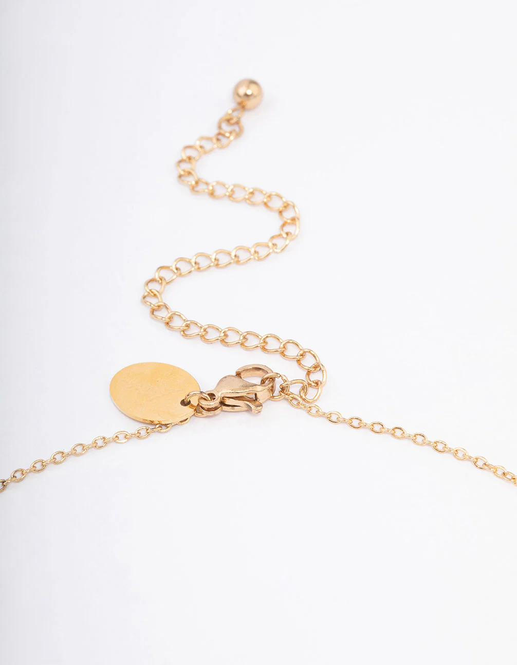 Waterproof Gold Plated Stainless Steel Diamante & Heart Droplet Short Necklace - Image 3