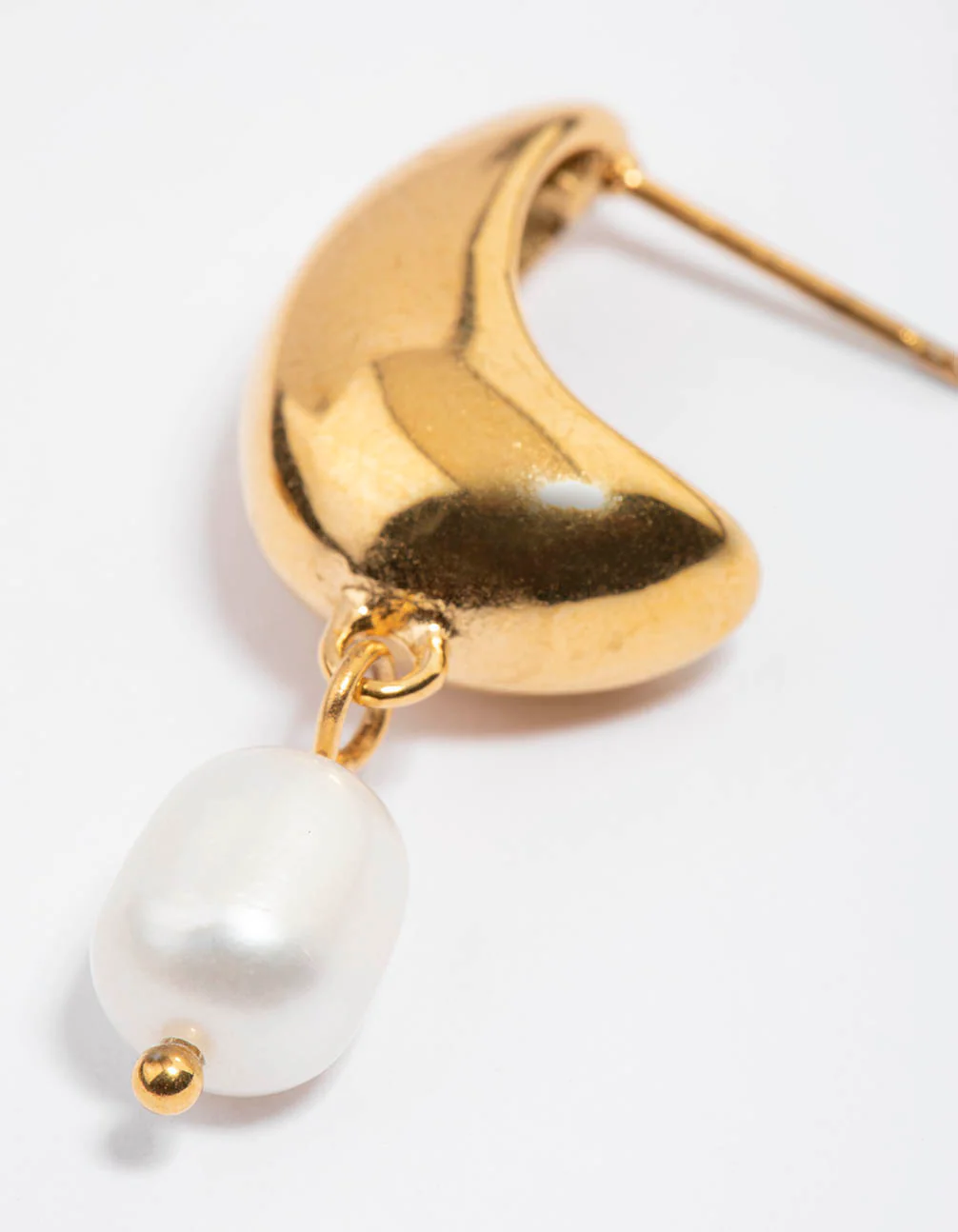 Waterproof Gold Plated Stainless Steel Freshwater Pearl & Bubble Hoop Earrings - Image 3