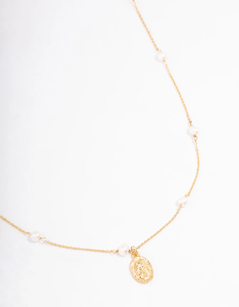 Waterproof Gold Plated Stainless Steel Freshwater Pearl Station Coin Necklace