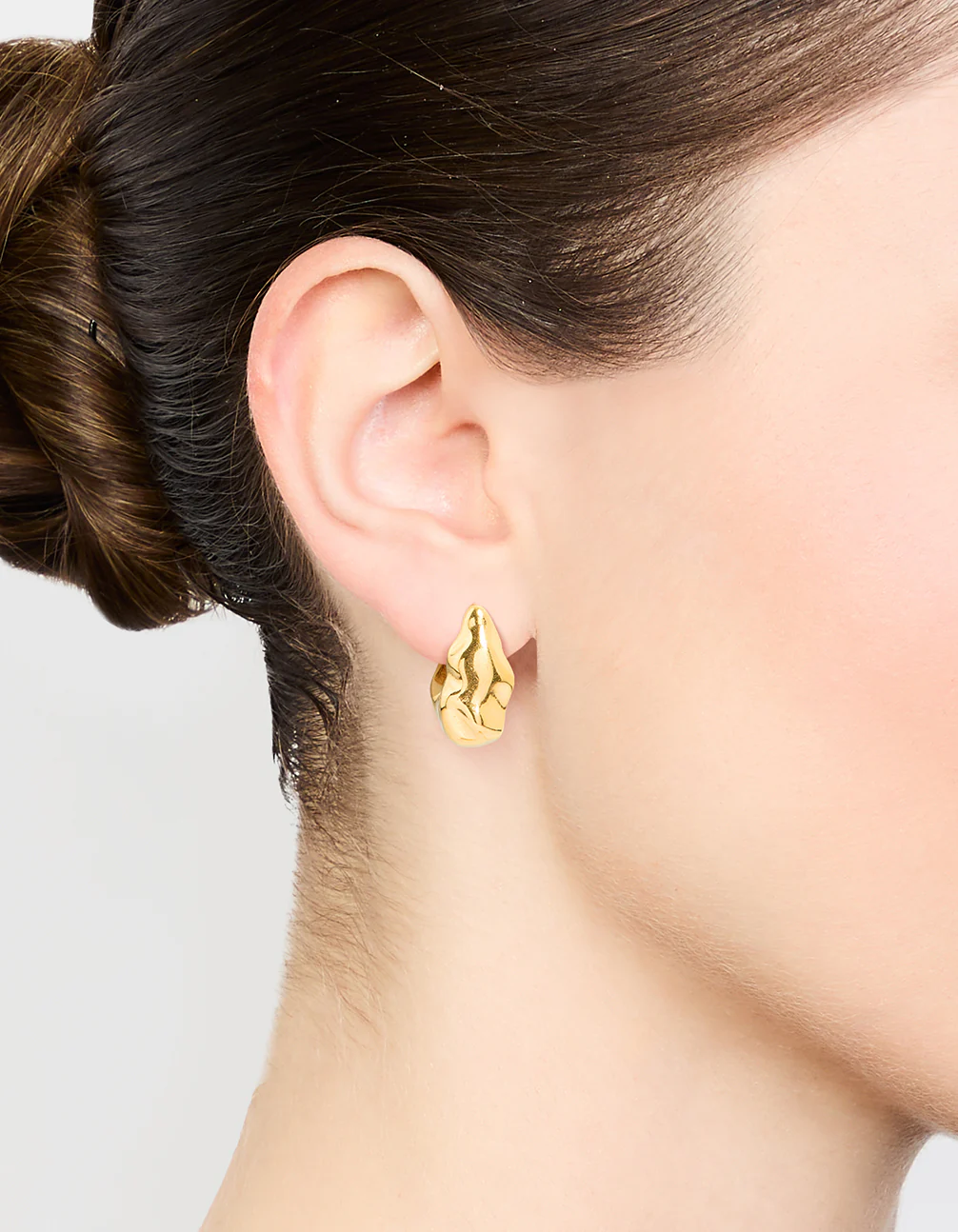 Waterproof Gold Plated Stainless Steel Organic Square Hoop Earrings - Image 2