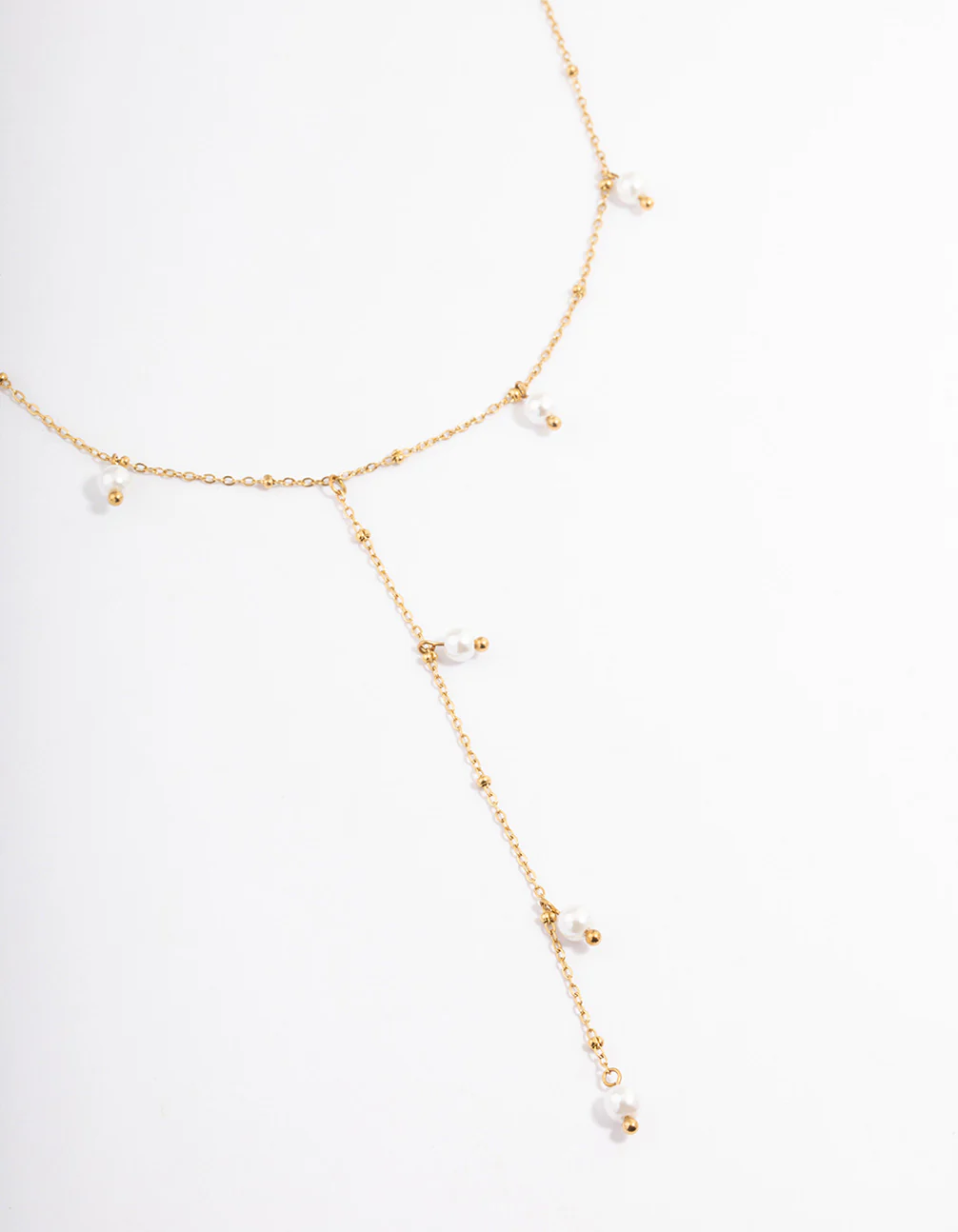 Waterproof Gold Plated Stainless Steel Pearl Y-Necklace
