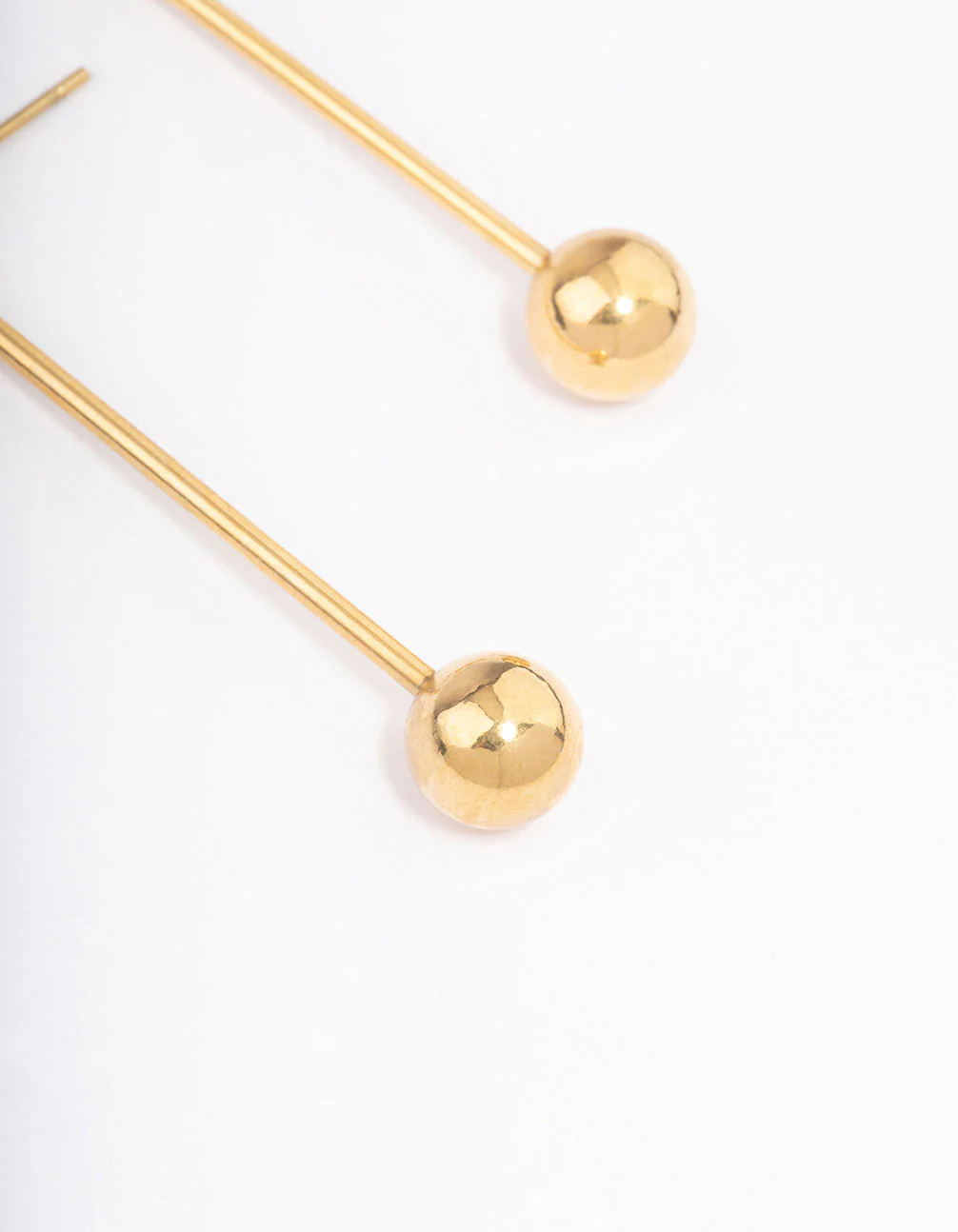 Waterproof Gold Plated Stainless Steel Small Stick & Drop Earrings - Image 2