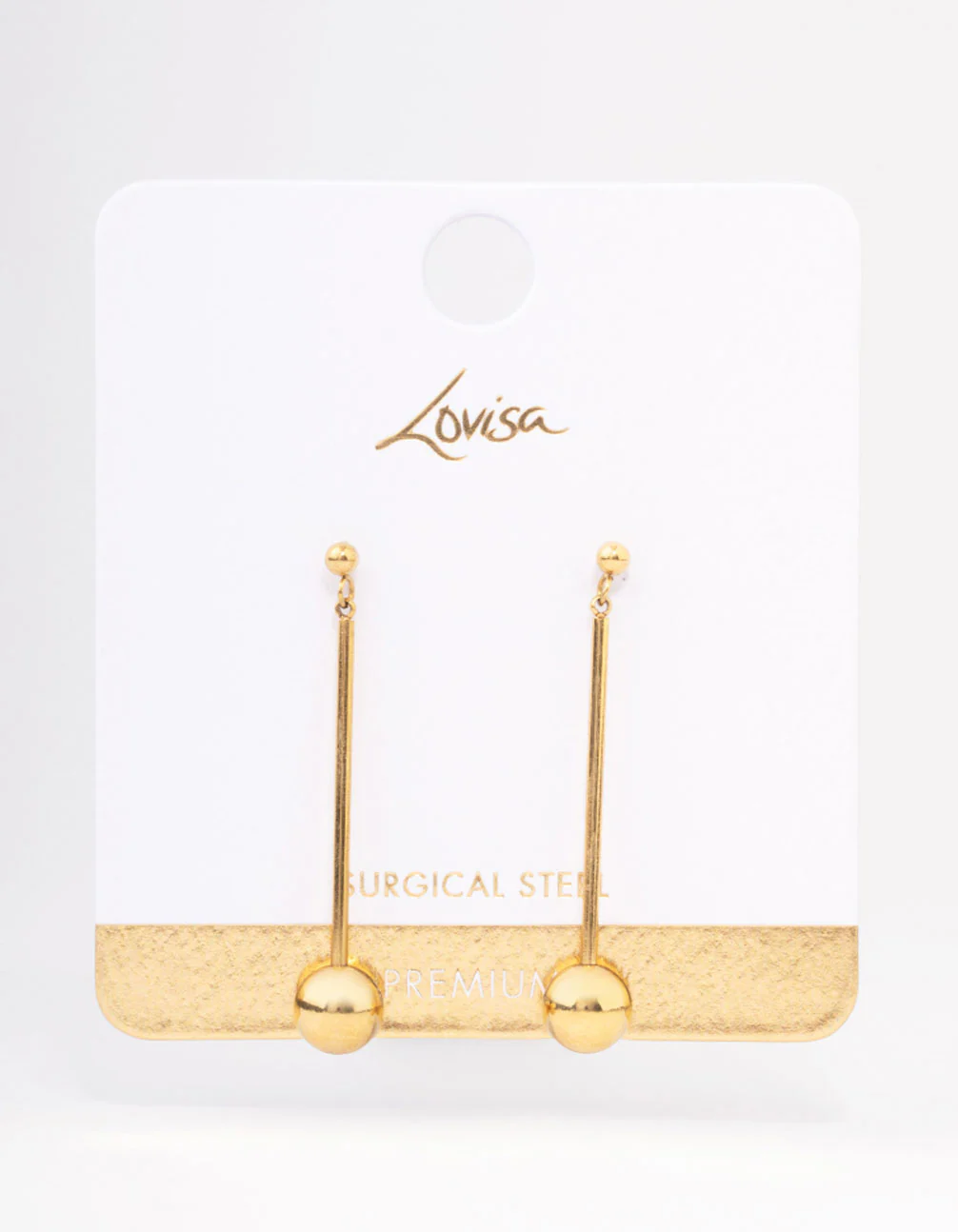 Waterproof Gold Plated Stainless Steel Small Stick & Drop Earrings - Image 3