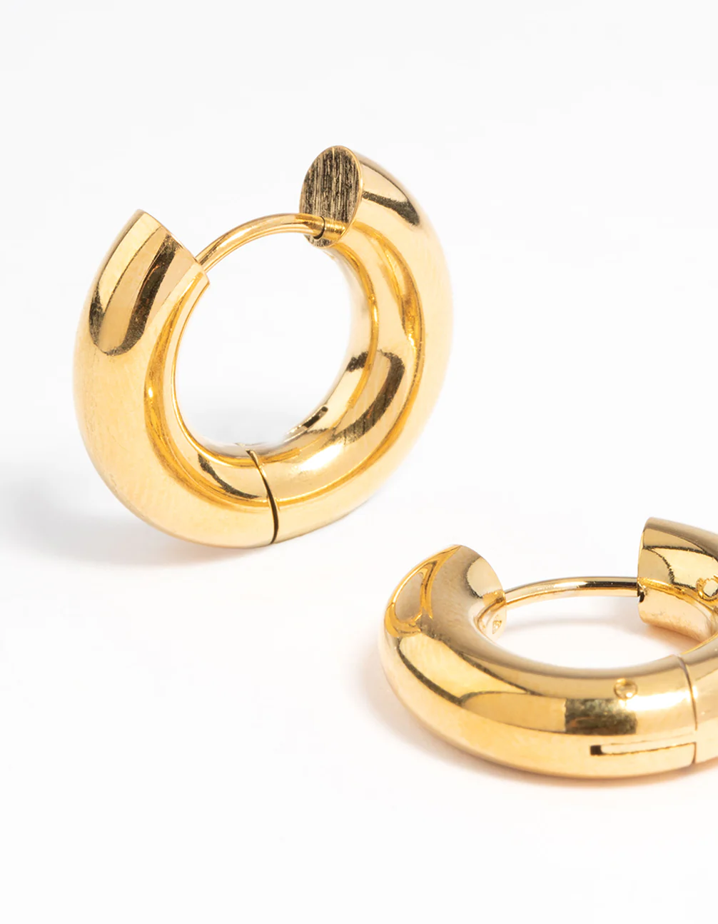 Waterproof Gold Plated Stainless Steel Thick Huggie Earrings - Image 2