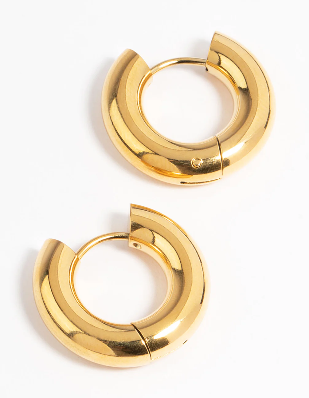 Waterproof Gold Plated Stainless Steel Thick Huggie Earrings - Image 3