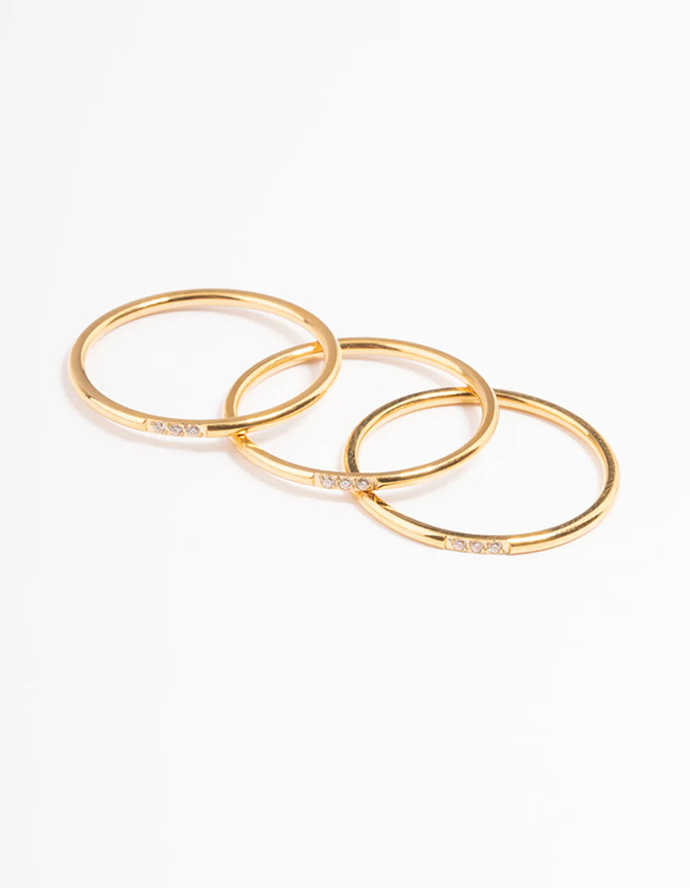 Waterproof Gold Plated Stainless Steel Thin Cubic Zirconia Ring