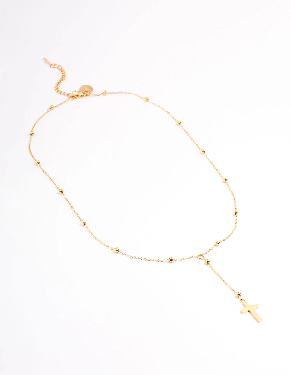 Waterproof Gold Plated Y Drop Ball Cross Necklace - Image 2