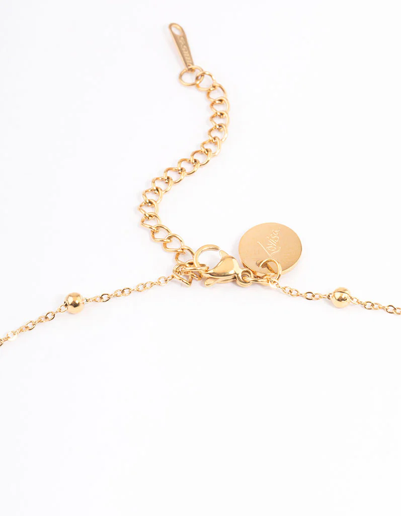 Waterproof Gold Plated Y Drop Ball Cross Necklace - Image 3