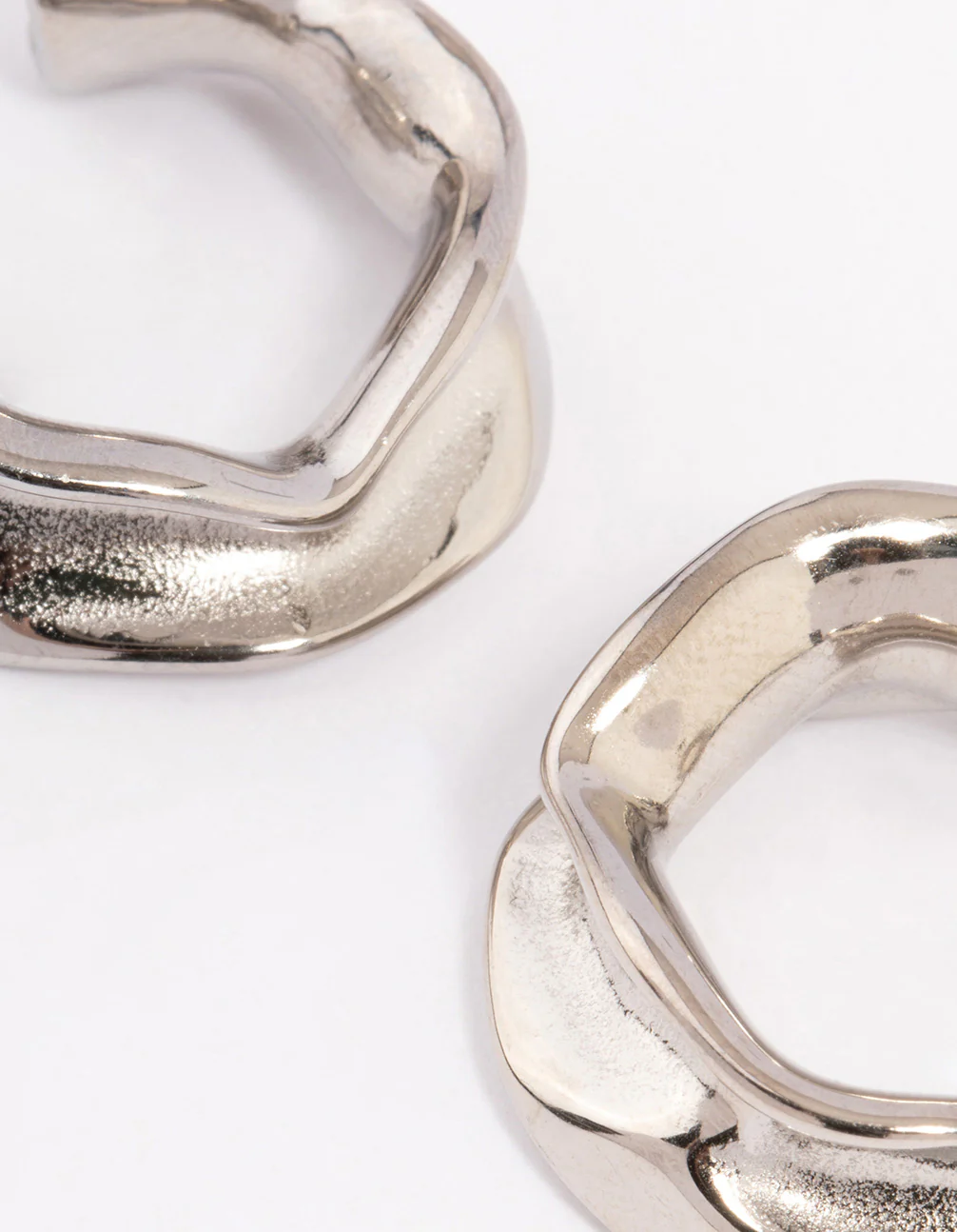 Waterproof Stainless Steel Medium Molten Hoop Earrings - Image 3