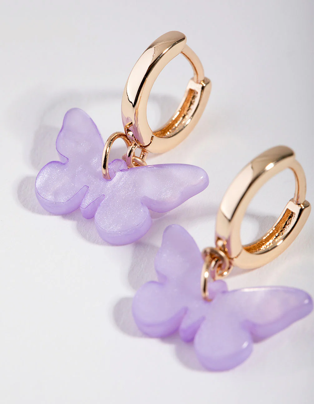 Gold Acrylic Butterfly Hoop Earrings - Image 2