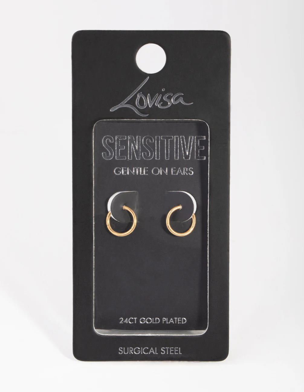 24 Carat Gold Plated Surgical Steel Fine 8mm Sleeper Earrings - Image 2