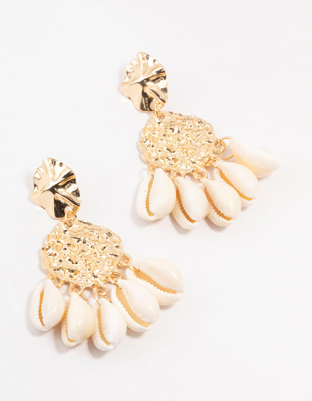 Gold Molten Genuine Shell Drop Earrings