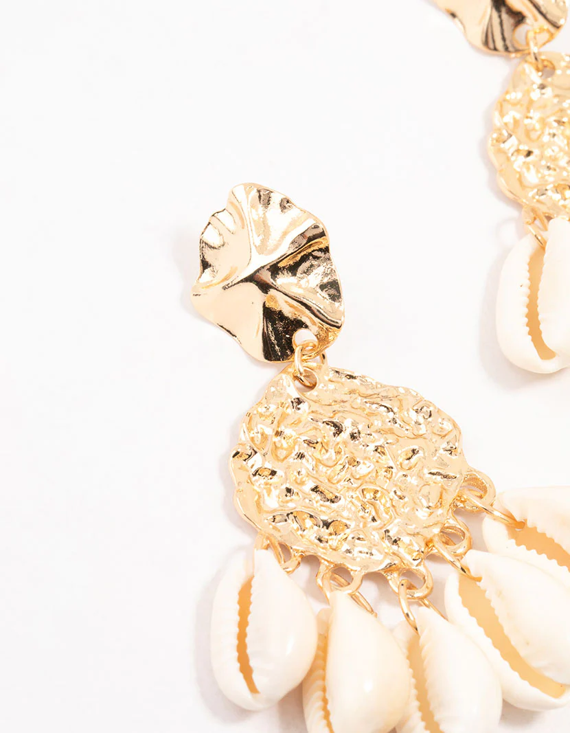 Gold Molten Genuine Shell Drop Earrings - Image 2