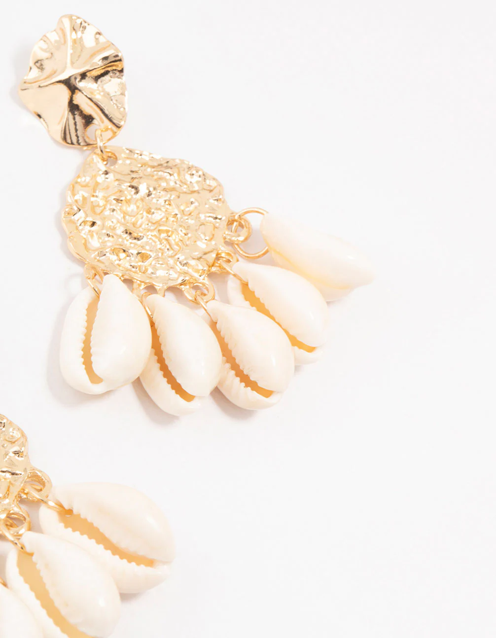 Gold Molten Genuine Shell Drop Earrings - Image 3