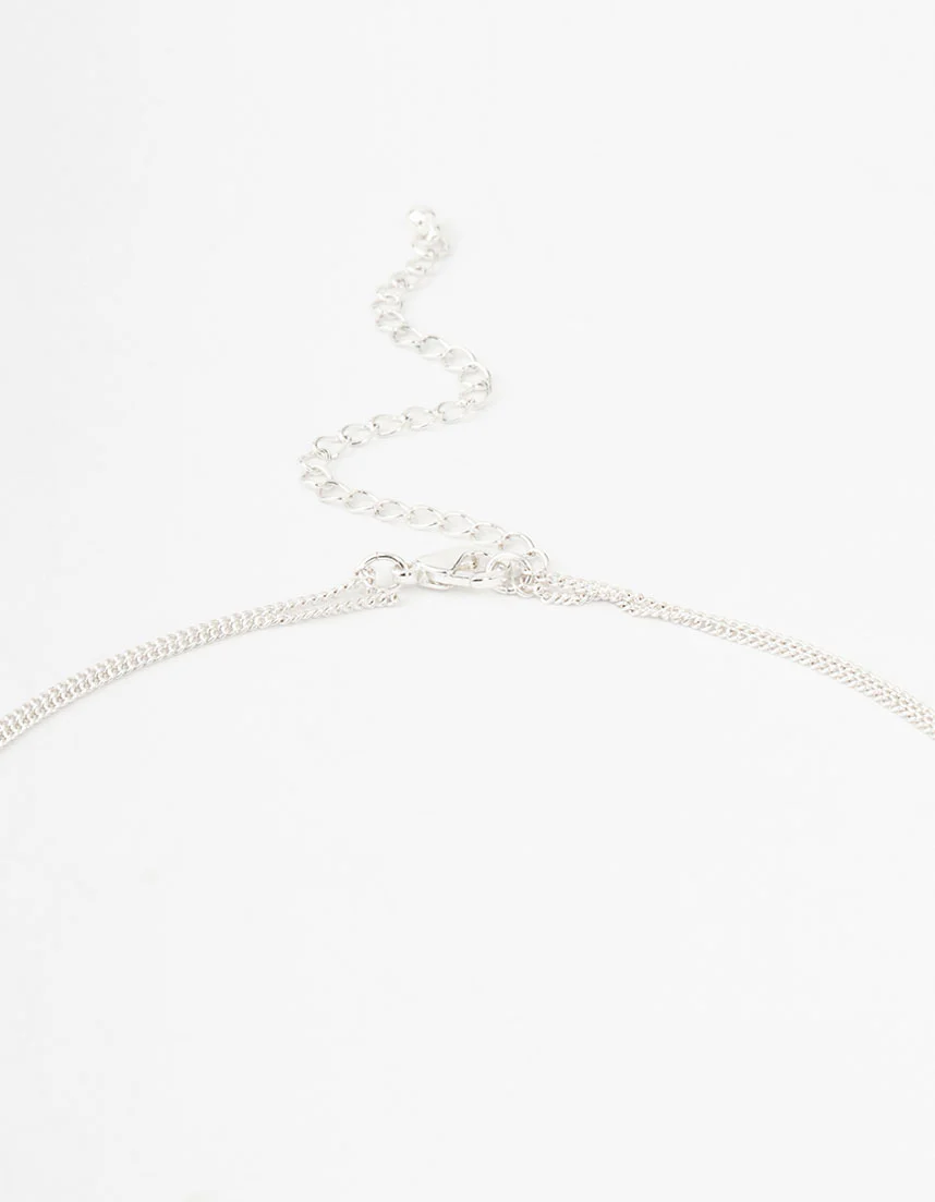Silver 2 Row Long Bar Necklace - Image 3