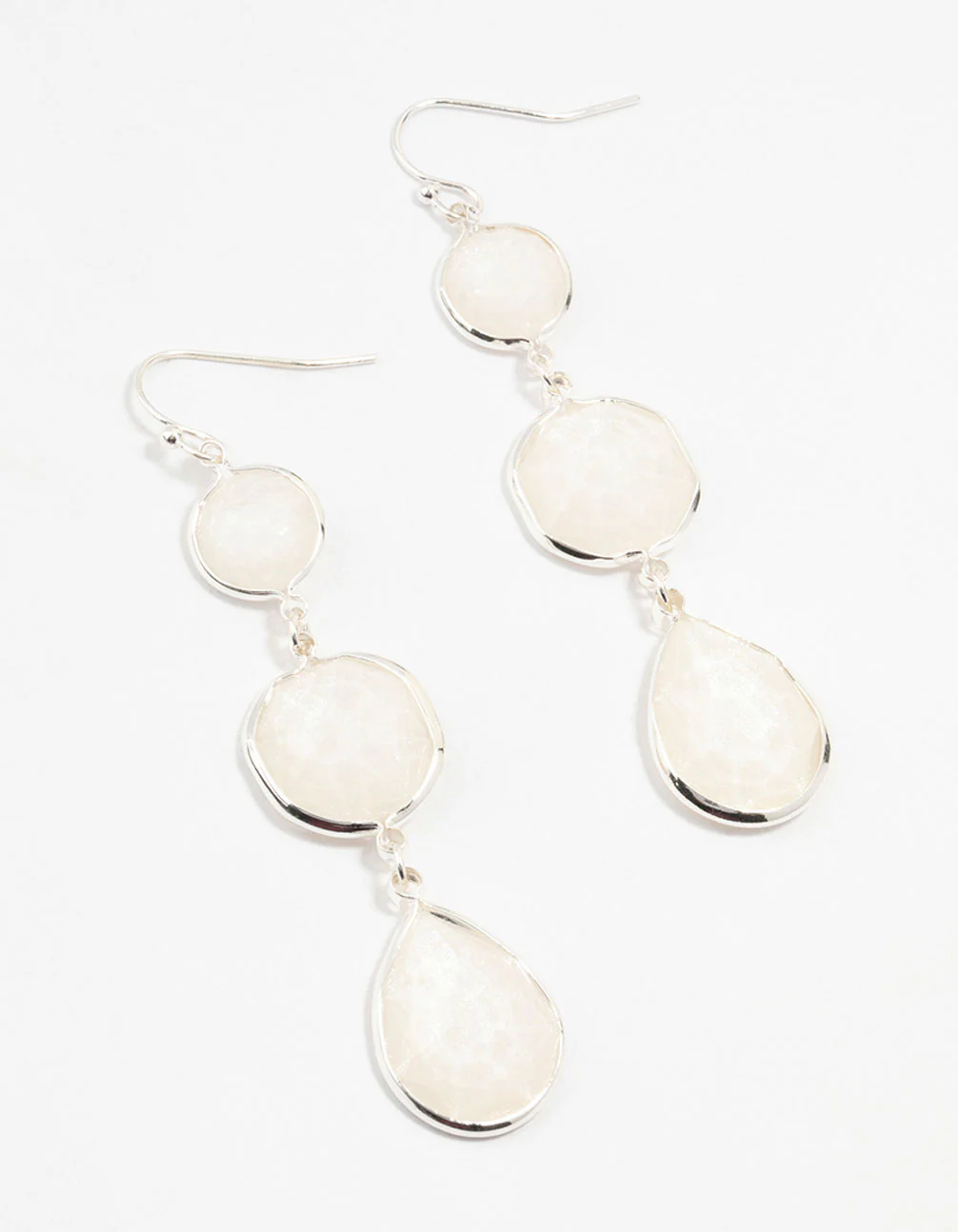 Silver 3 Row Resin Drop Earrings