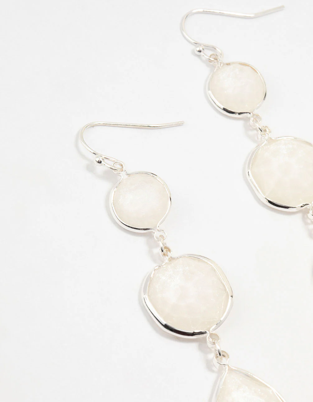 Silver 3 Row Resin Drop Earrings - Image 2