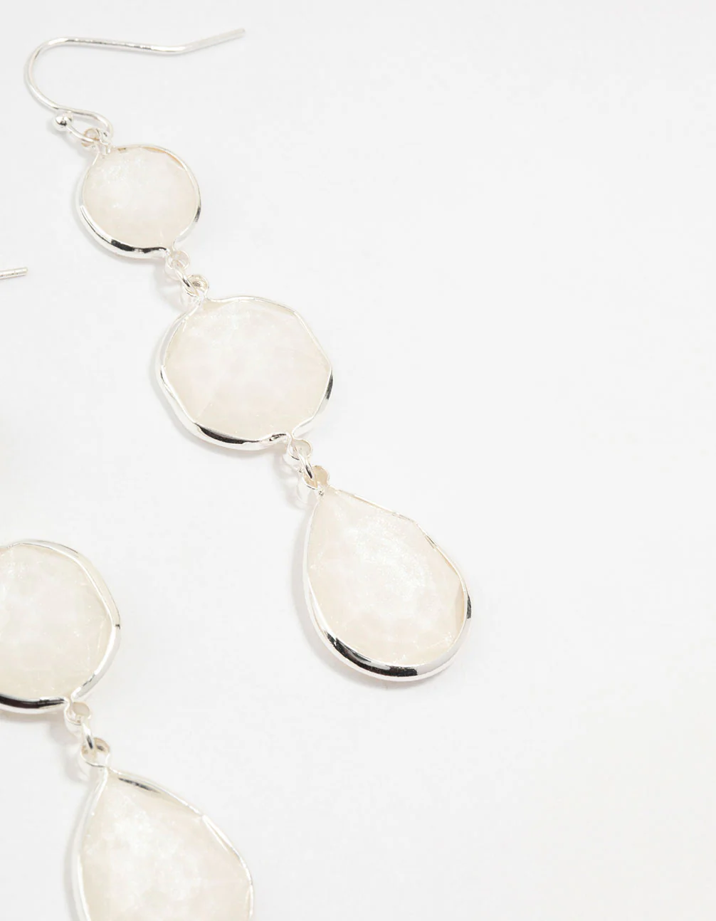 Silver 3 Row Resin Drop Earrings - Image 3
