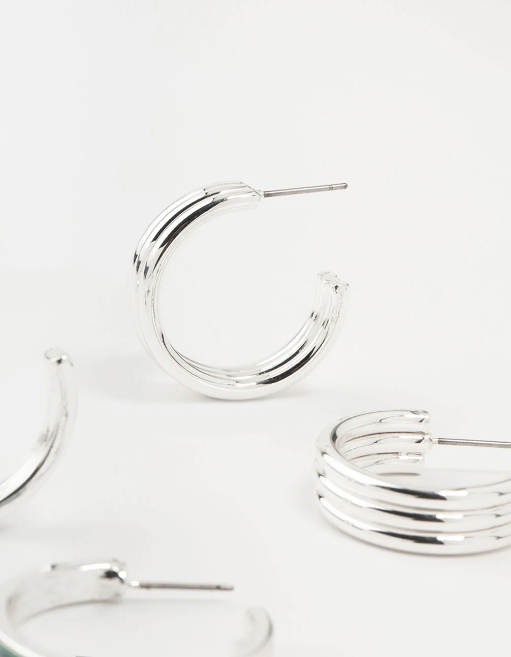 Silver Abalone Genuine Shell Hoop Earrings 2-Pack - Image 3