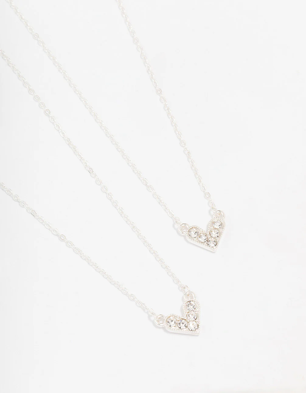 Silver Abstract Heart Diamante Necklace Pack