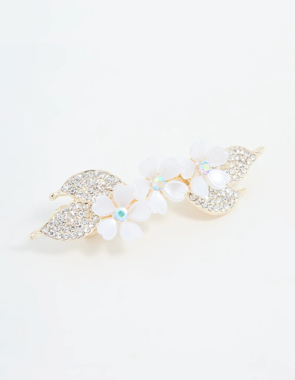 Silver Acrylic & Diamante Flower Hair Clip