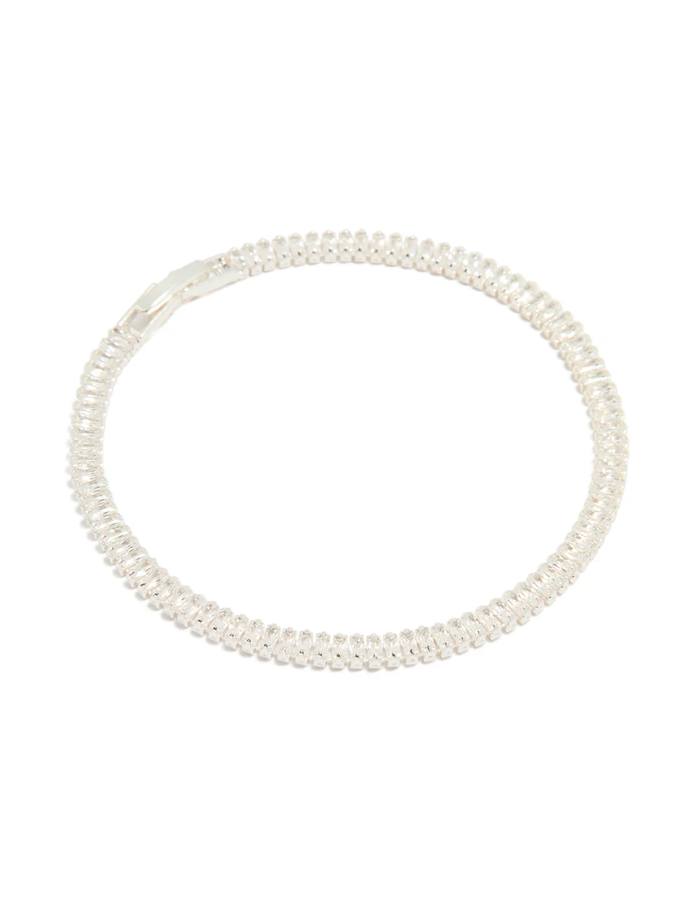 Silver Baguette Cubic Zirconia Tennis Bracelet