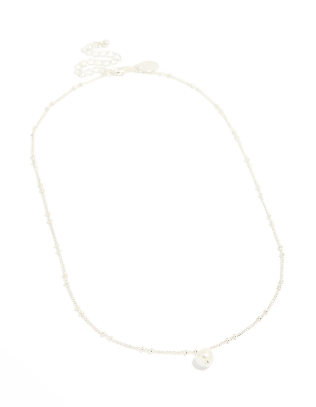 Silver Ball Chain Pearl Pendant Necklace - Image 4