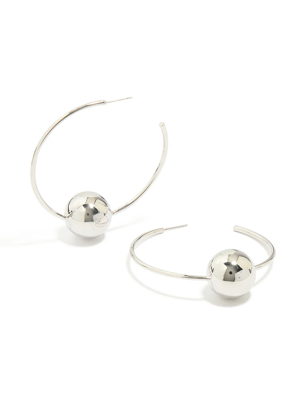 Silver Ball Hoop Earrings