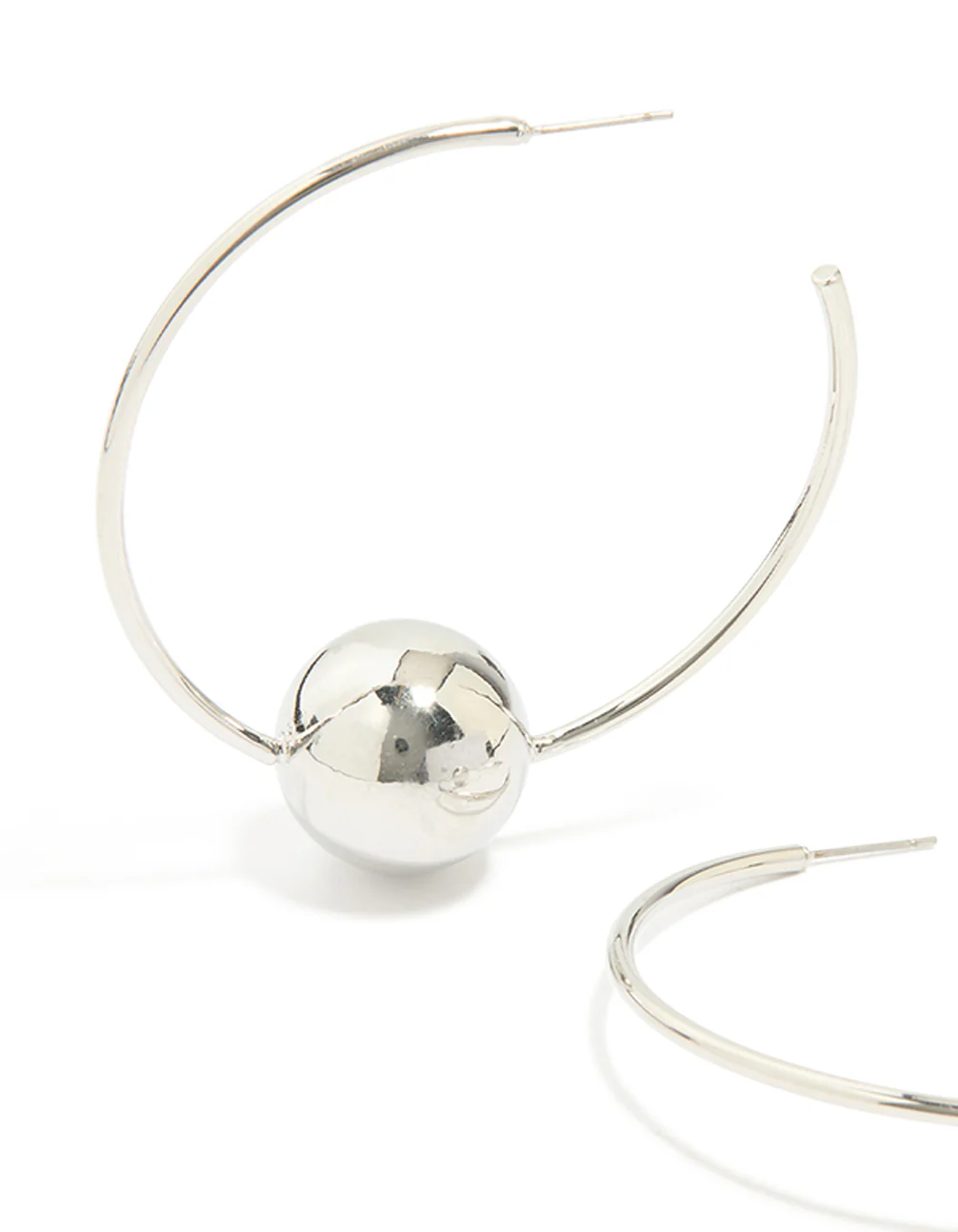 Silver Ball Hoop Earrings - Image 2
