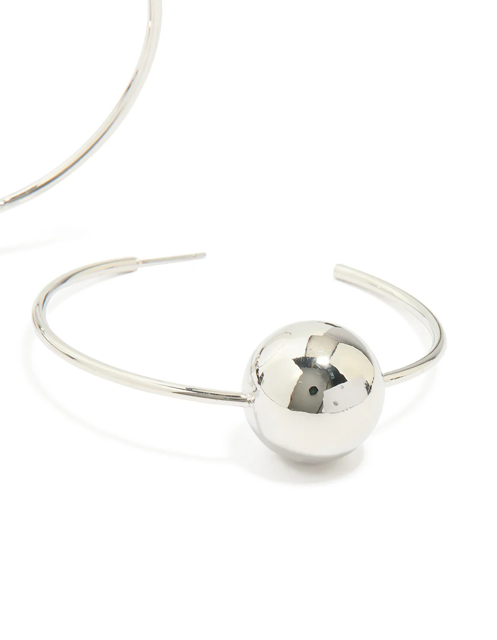 Silver Ball Hoop Earrings - Image 3
