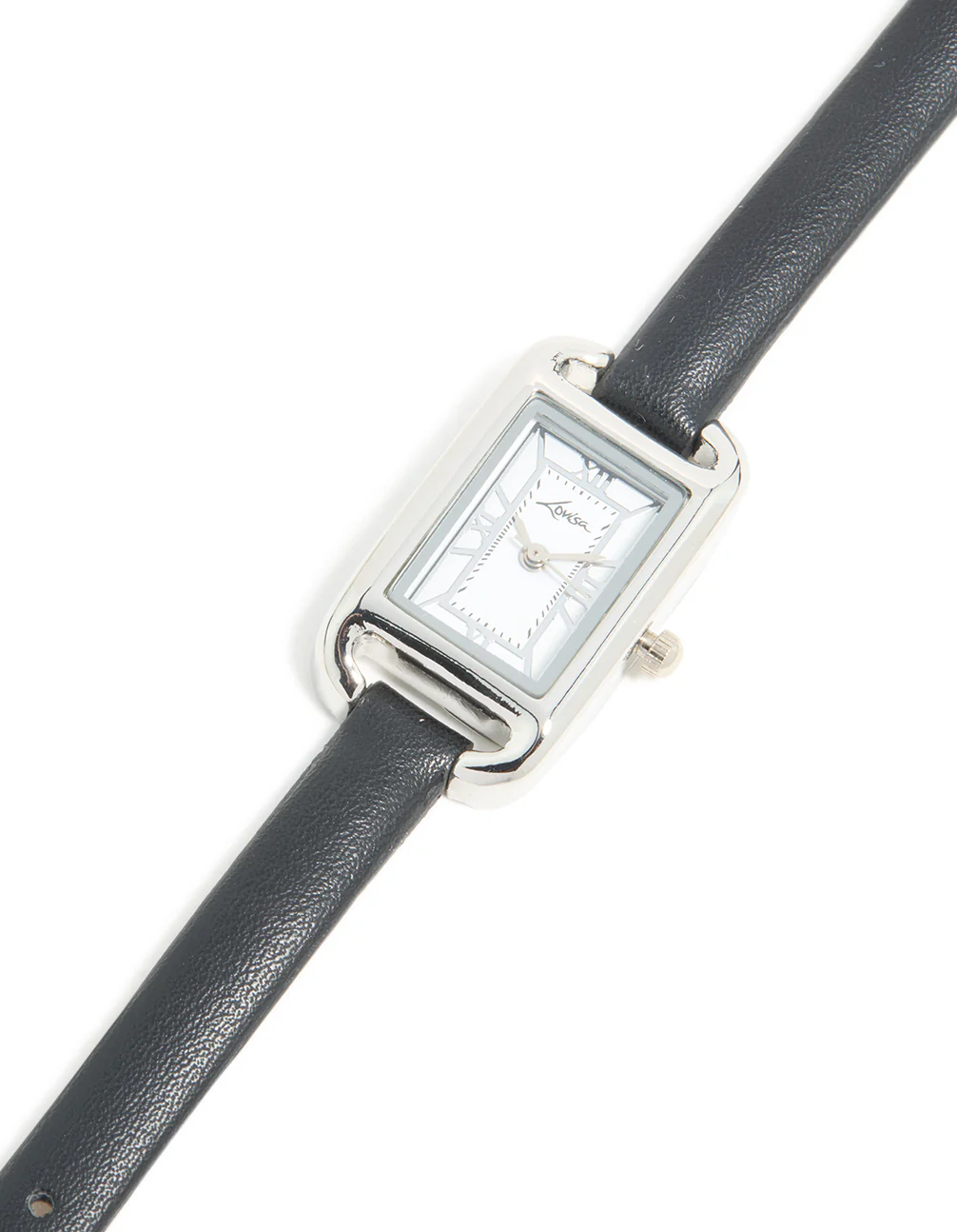 Silver Black PU Leather Mini Loop Watch - Image 2
