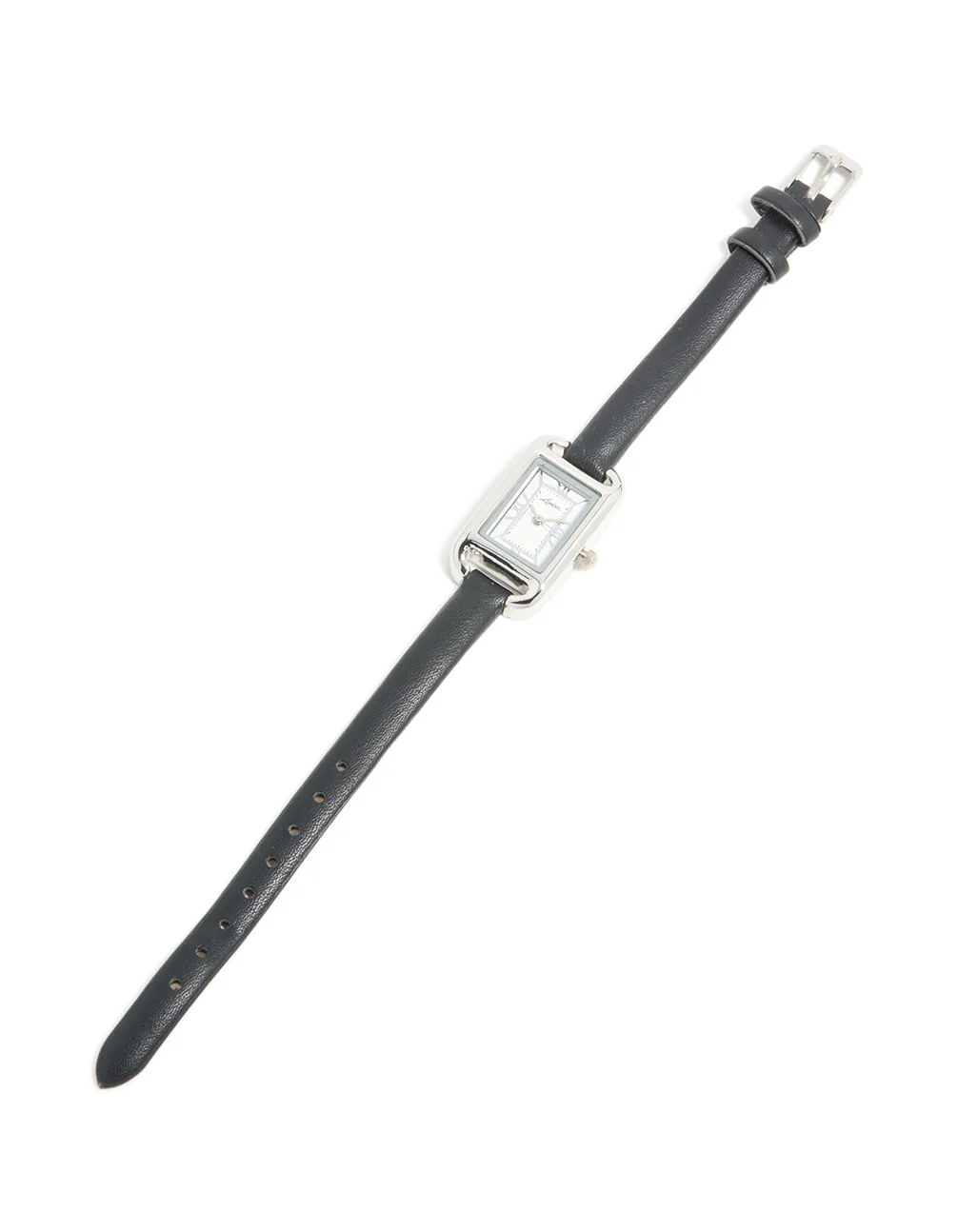 Silver Black PU Leather Mini Loop Watch - Image 4