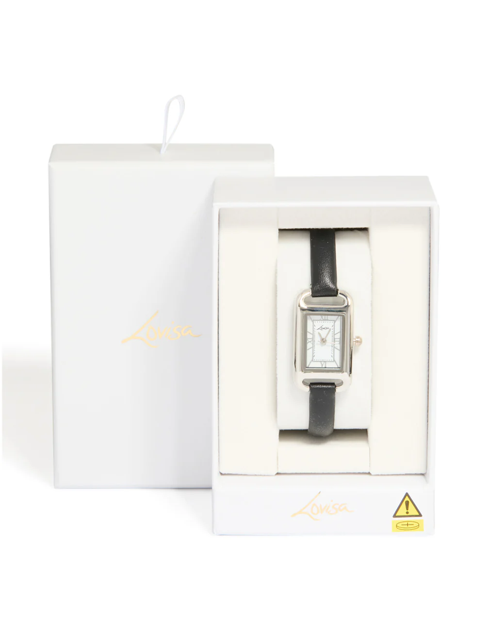 Silver Black PU Leather Mini Loop Watch - Image 5