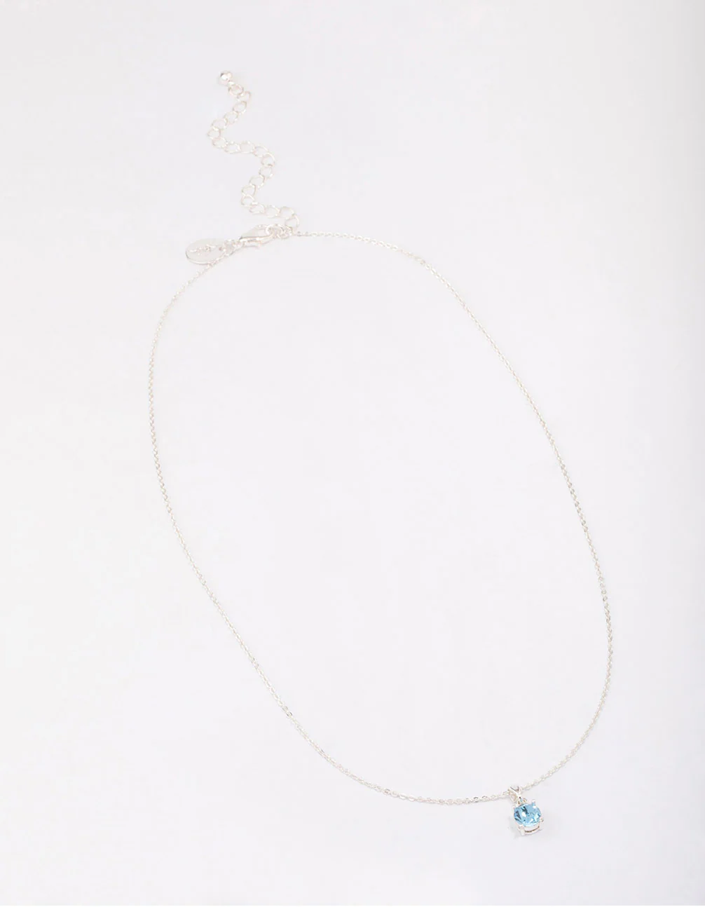 Silver Blue Crystal Solitaire Pendant Necklace - Image 3