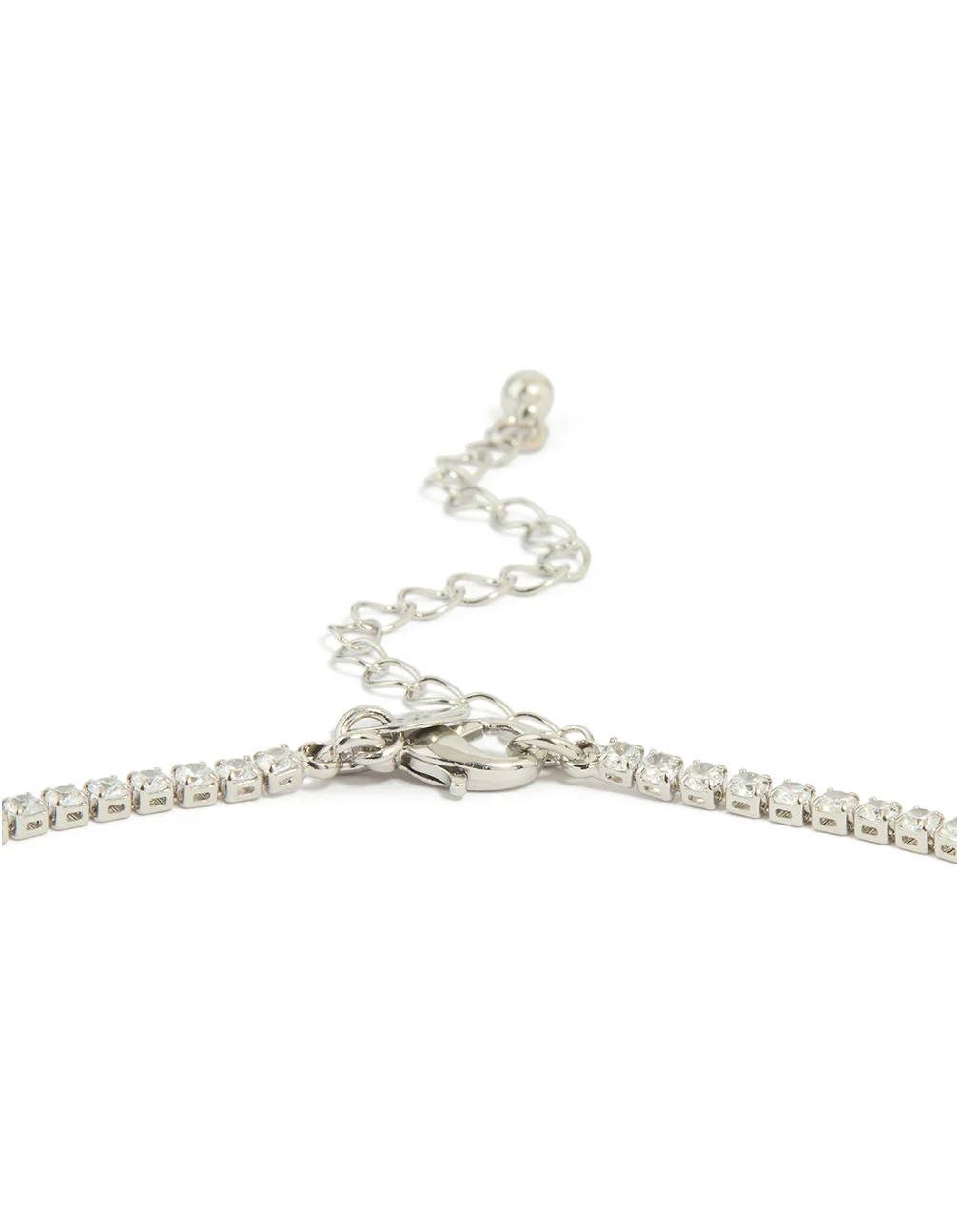 Silver Blue Cubic Zirconia Double Square Necklace - Image 3