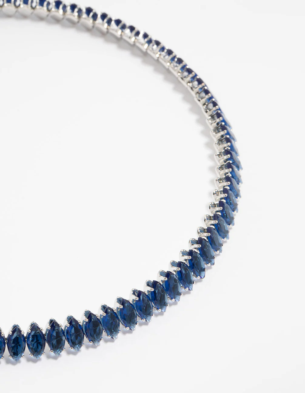 Silver Blue Cubic Zirconia Navette Choker Necklace - Image 4