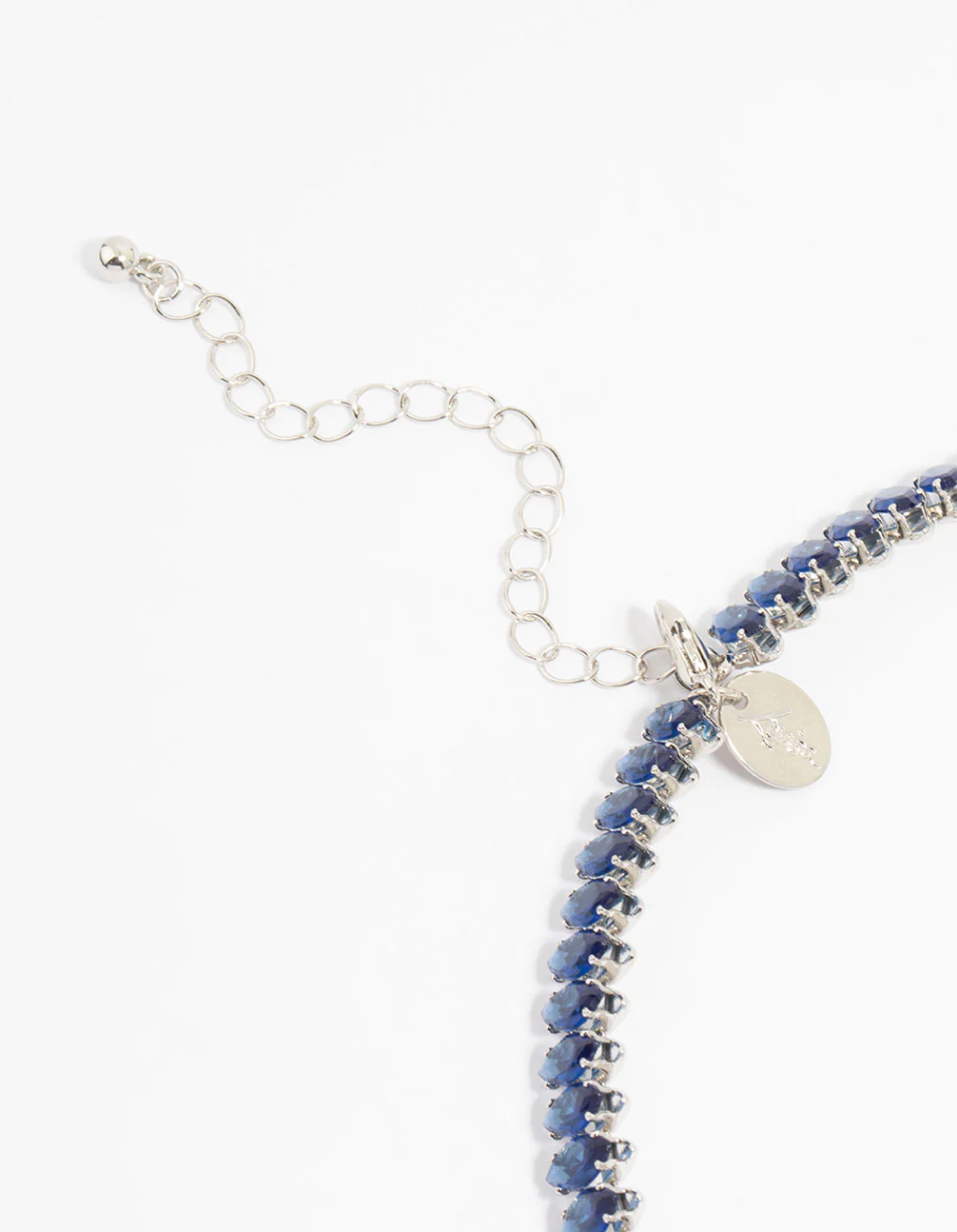 Silver Blue Cubic Zirconia Navette Choker Necklace - Image 5
